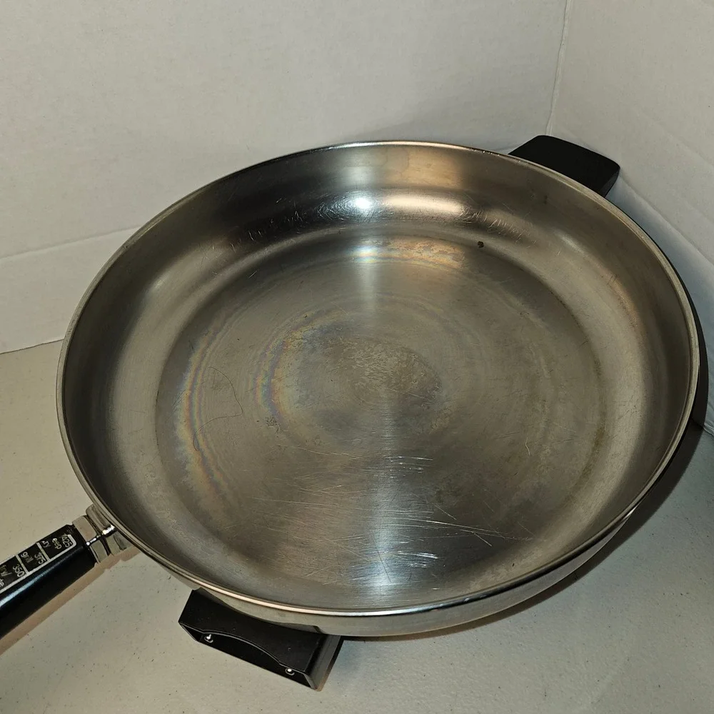 MCM Vintage Electric Fry Skillet Stainless Steel High Dome Lid Farberware B3000